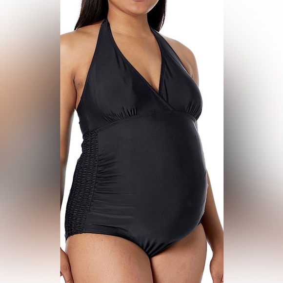 NWT Motherhood Maternity Black One-Piece Swimsuit in Sz S - Picture 1 of 13